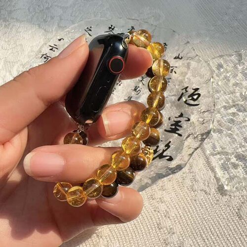 iwatch鎏金猫爪招财黄水晶表带