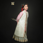 卿子赋原创童装 明制汉服女童圆领织金比甲儿童马面裙2022春夏薄款