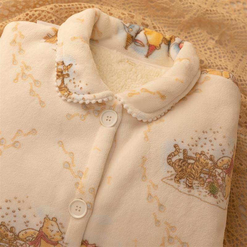 【双层加厚】羊羔绒内里睡衣女套装秋冬季加绒珊瑚绒牛奶绒家居服