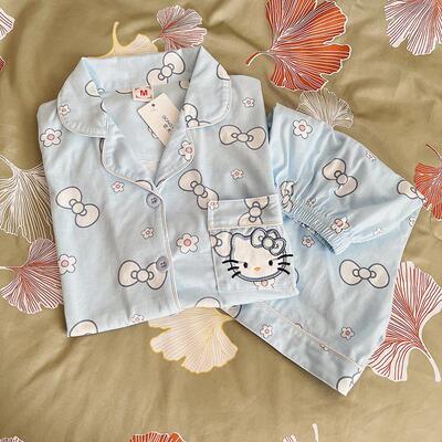 日系可爱凯蒂猫纯棉睡衣女春秋季2024年新款高级感夏款家居服套装