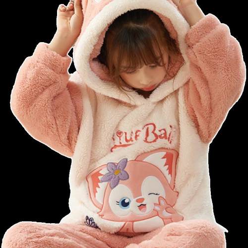 女童珊瑚绒睡衣冬季加厚儿童小女孩宝宝法兰绒玲娜贝儿2022秋冬款