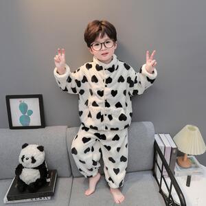 男童睡衣珊瑚绒秋冬款2024新款加厚男孩宝宝法兰绒套装儿童家居服
