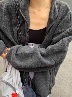 tuewid甜美樱桃图案刺绣立领摇粒绒外套25冬季韩货定制