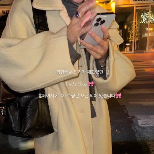 ribbonbit都市休闲立领羊毛大衣25秋冬新款韩货定制