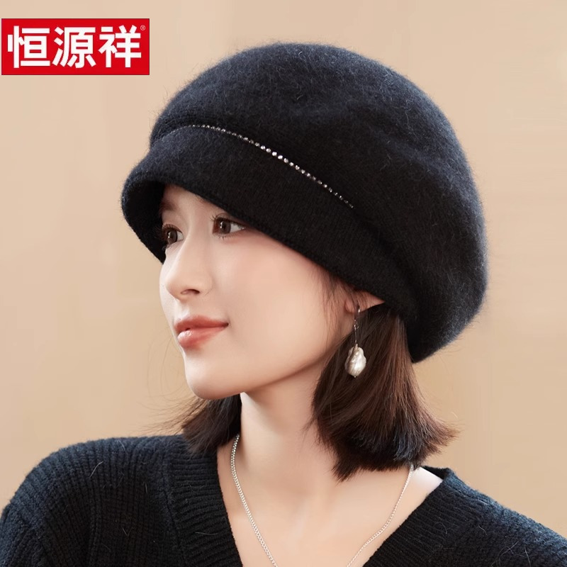 帽子女冬天鸭舌加绒厚新款
