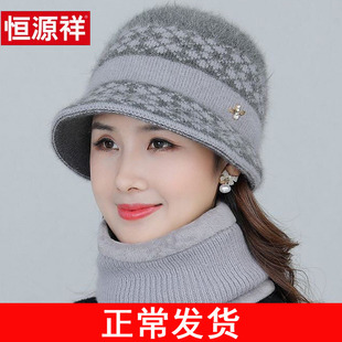 新款中老年人帽子女士秋冬季保暖针织帽加绒妈妈奶奶毛线帽老人帽