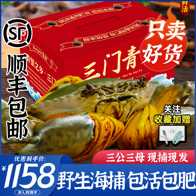 正宗三门青蟹3公3母礼盒包活包肥