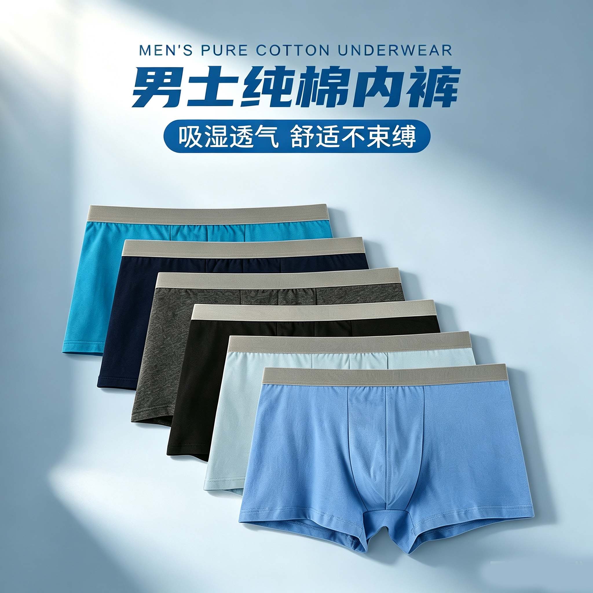 男士纯棉平角内裤大码透气排汗