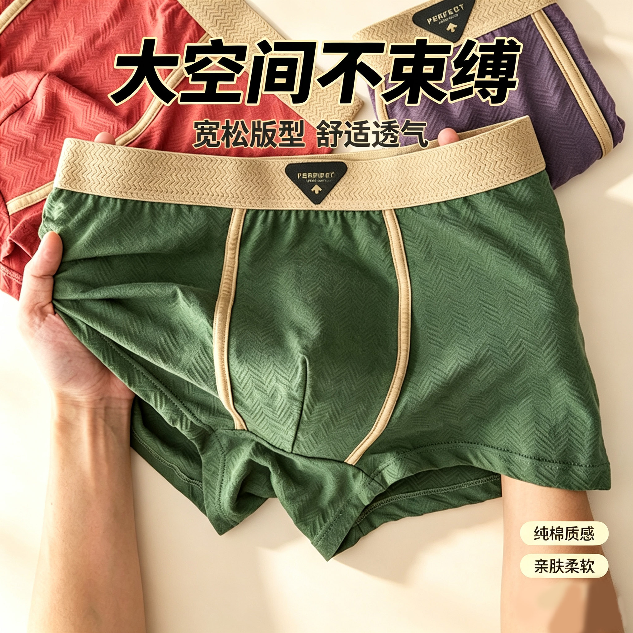 男士内裤纯棉透气高档大码平角裤