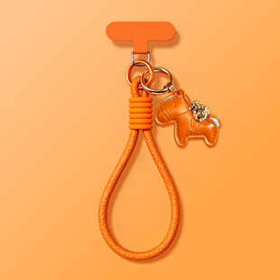 小马挂件马上有钱手腕编织短绳橙色便携适用苹果华为手机壳挂绳东 马年中国红手机壳挂绳斜跨新款 高品质