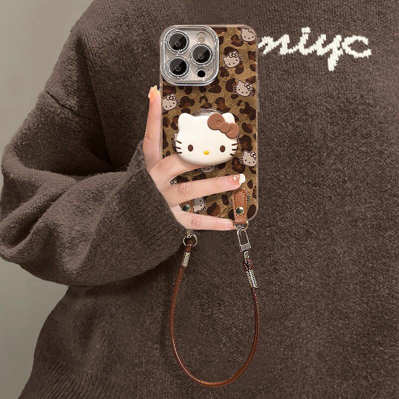 【立体公仔支架】豹纹kt猫手机壳