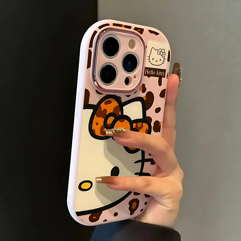 【超可爱的豹纹kt猫硅胶手机壳】