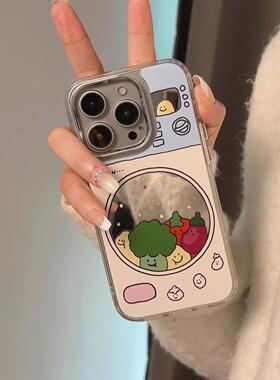 适用苹果16新款手机壳iphone16promax镜面15plus女神气质14pro可爱少女心13卡通ins自带镜子超薄防摔保护套零