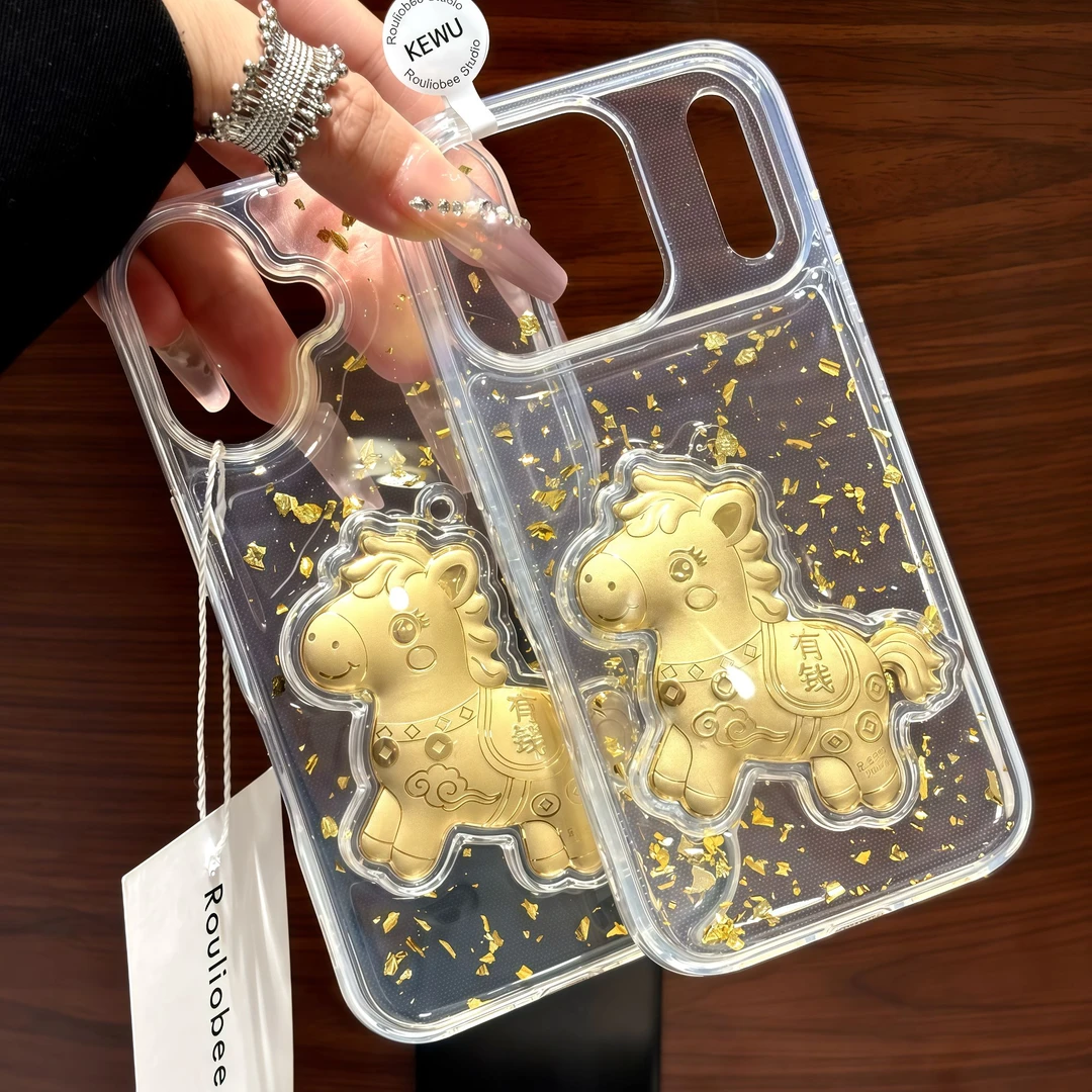 适用苹果17手机壳iPhone17promax女新款16pro金箔15男情侣高级感14plus马上有钱13pm透明外壳12防摔保护套豪