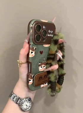 适用苹果17手机壳iphone17promax女新款16pro秋冬皮质15plus轻奢高级感14手绳支架13镜头全包12软防摔保护套D