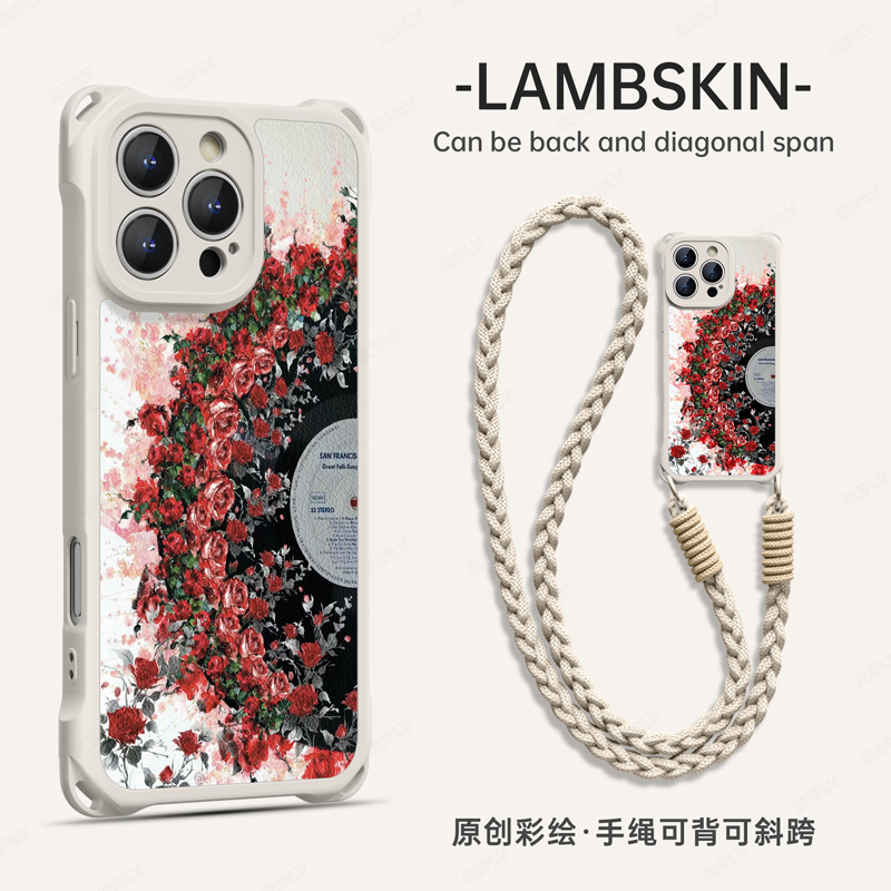 适用苹果16promax斜跨手机壳iPhone16高级感小众15pro挂绳小香风女14plus小羊皮质13新款12硅胶外壳保护套豪