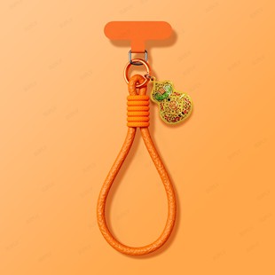 手腕编织短绳防丢橙色便携女高档垫片双扣绳适用苹果华为手机壳挂绳东 星宇橙手机壳挂绳斜挎新款 高品质