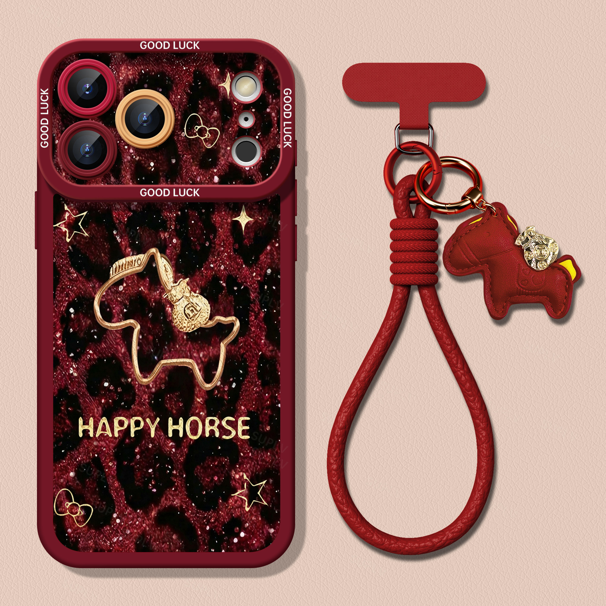 适用苹果17promax手机壳iPhone17高级感小众16pro秋冬新款女15p挂绳小羊皮14红色好看13新年小马防摔保护套伟,3C数码配件,手机保护套/壳,淘宝优惠券,粉丝福利购,淘宝优惠卷