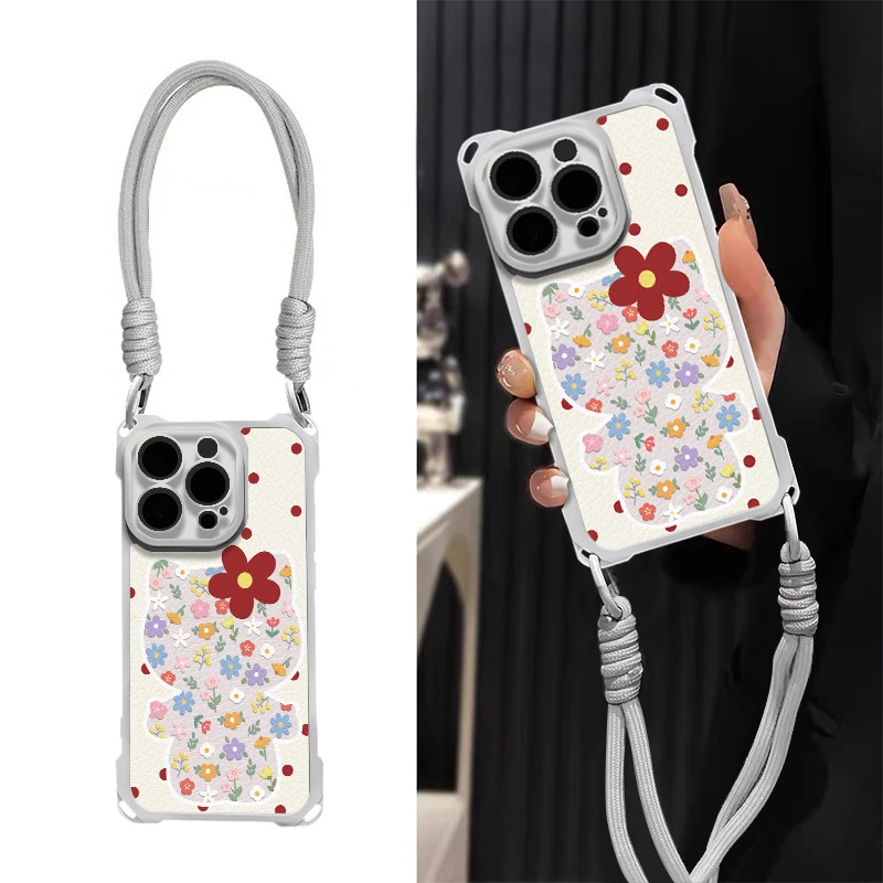 适用于iPhone17新款手机壳苹果17proMax高级感小羊皮16pro镜头全包15超好看豹纹14plus带挂绳13防摔保护套豪