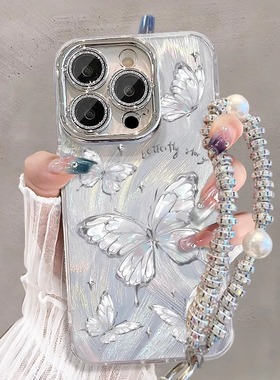 适用苹果16promax手机壳新款iphone15plus高级感14pro蝴蝶13pm全包镜头12小众女款11自带镜头膜16防摔保护套N