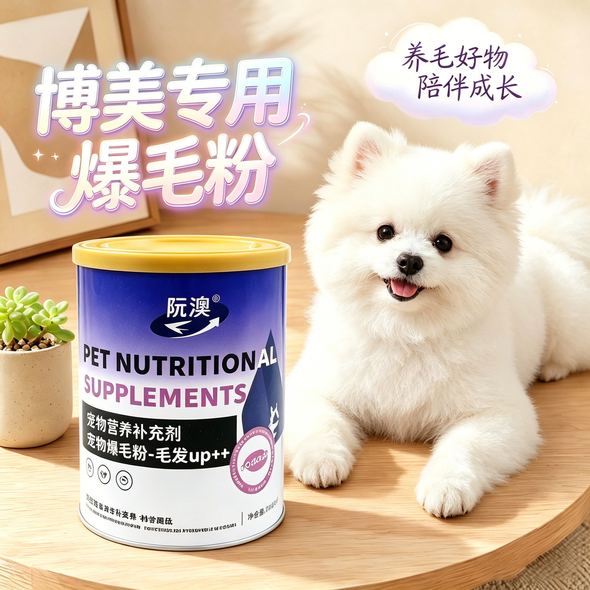博美犬爆毛粉蛋黄粉狗狗专用宠物狗用拌粮吃的食物毛发营养品幼犬
