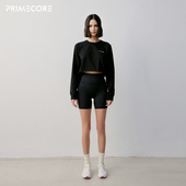 P.C COTTON Crop卷边长袖 PRIMECORE 刺绣短款 卫衣女