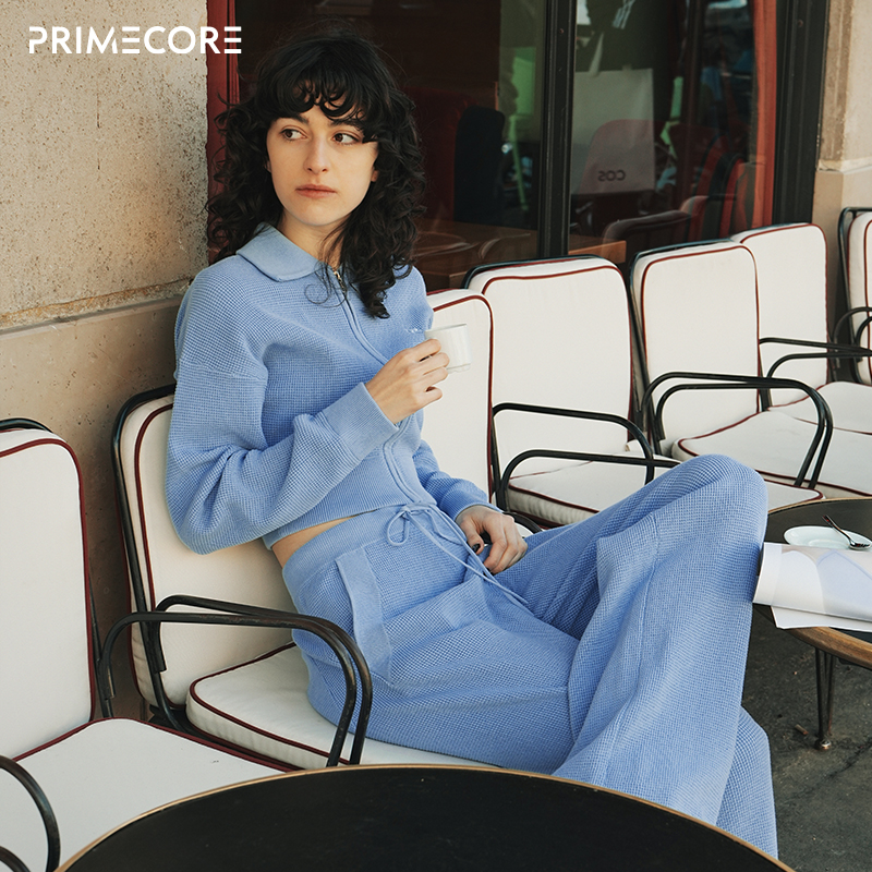 PRIMECORE针织华夫格显瘦短外套