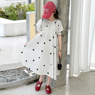 小清新简约 泡泡袖 连衣裙夏大童潮装 潮宝韩范女生服装 穿搭洋气新品