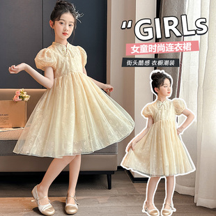 连衣裙夏ins风酷帅新品 女童泡泡袖 花童小清新夏天百搭森系服饰