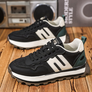 男款运动鞋潮牌春秋皮面透气跑步青年百搭鞋子男士休闲阿甘鞋潮鞋