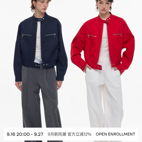 OPEN ENROLLMENT Valid Loose Jacket 蝙蝠袖拉链夹克外套 蓝/红