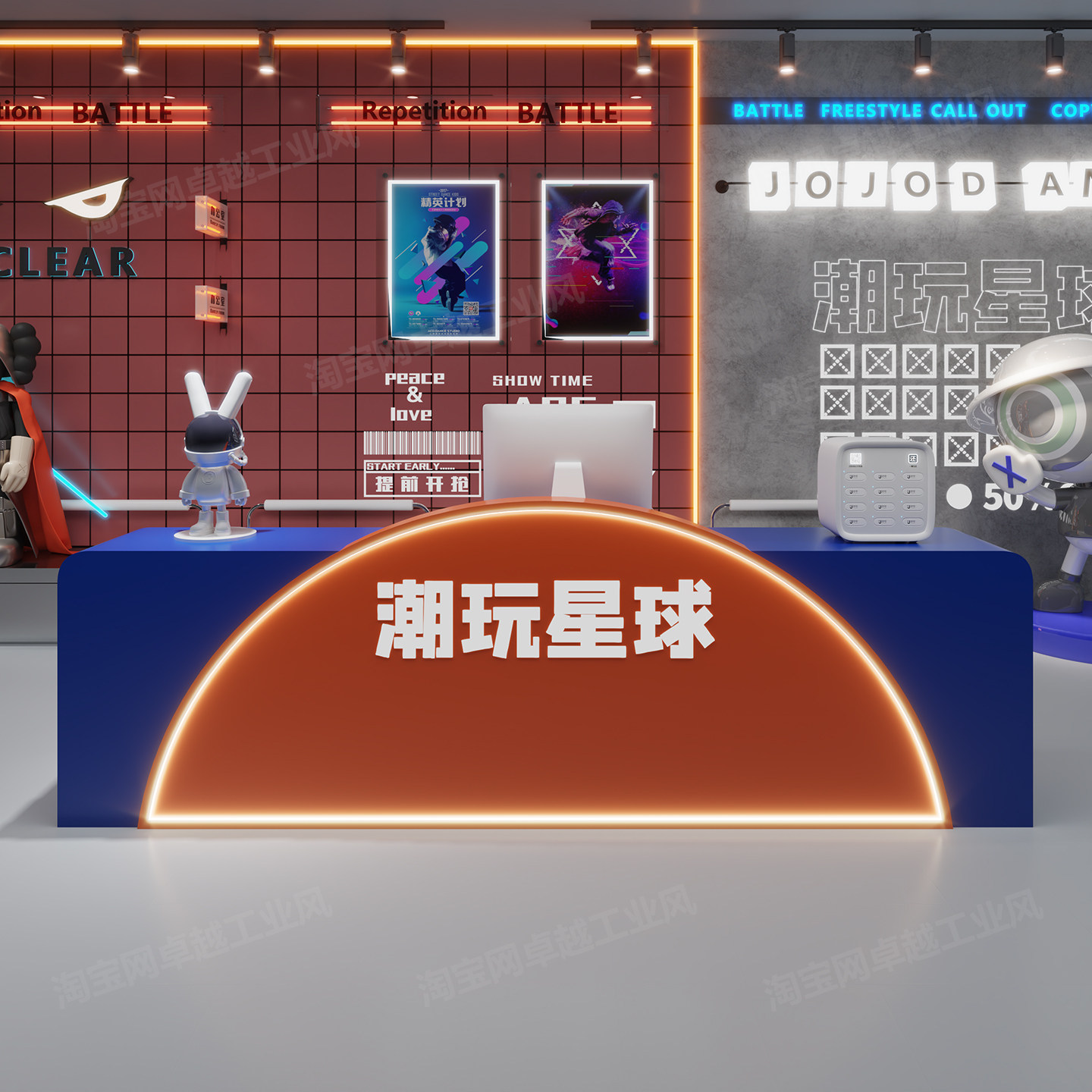 台球厅吧台工业风电竞酒店接待台网咖俱乐部棋牌室游戏厅收银台