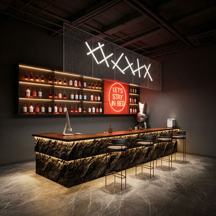 酒吧吧台咖啡奶茶店收银台小酒馆吧台餐饮店前台复古风饭店接待台