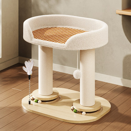 日本进口猫爬架猫窝一体实木剑麻四季通用小型玩具转盘逗猫棒猫架