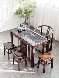 茶桌茶台实木家用简约茶盘泡茶桌会客桌功夫茶桌乌檀木原木新中式