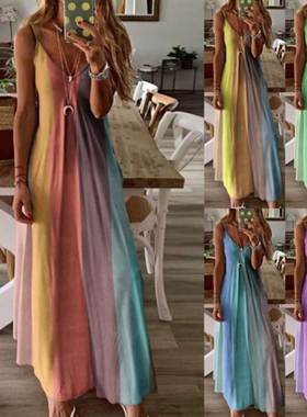 women Condole belt dress big size 5xl炫彩女裙платьяе