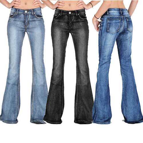 XS-4XL女士显瘦牛仔喇叭裤Skinny jeans with bell bottoms2021