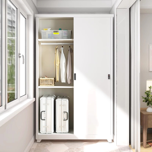 铁皮衣柜家用阳台柜防晒防水推拉门储物户外钢制多功能杂物收纳柜