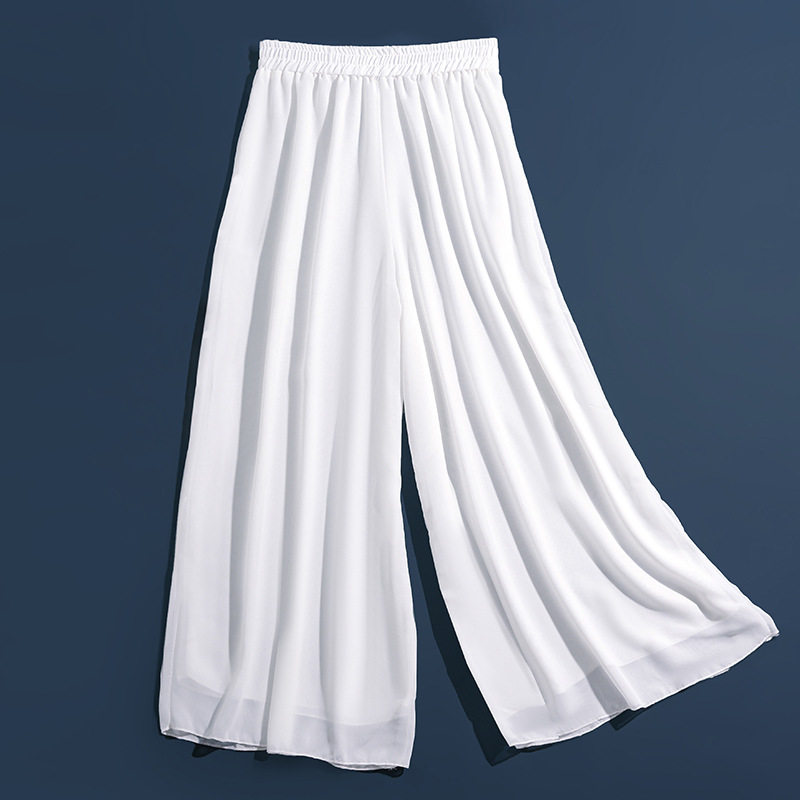 古典舞阔腿裤演出服女飘逸纱裤现代舞练功服冬舞蹈裤女宽松白裤子
