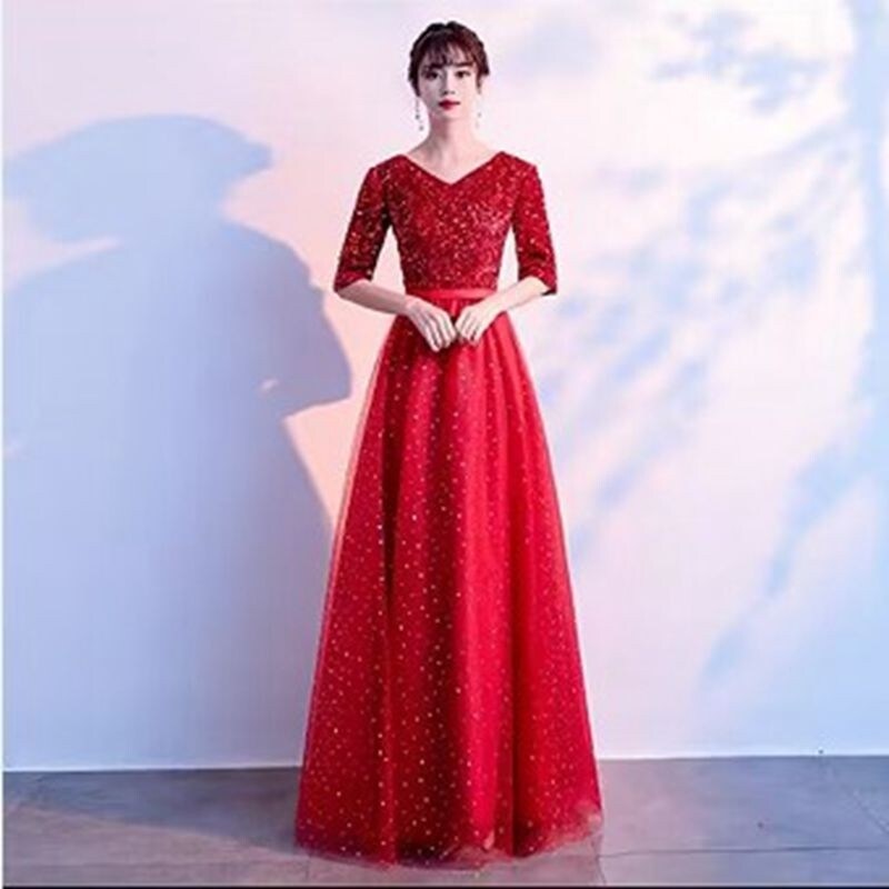 星空墨绿大合唱朗诵指挥晚礼服
