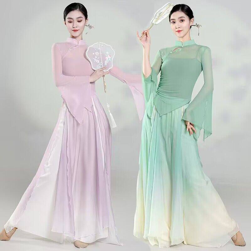 古典舞飘逸纱衣女练功服套装