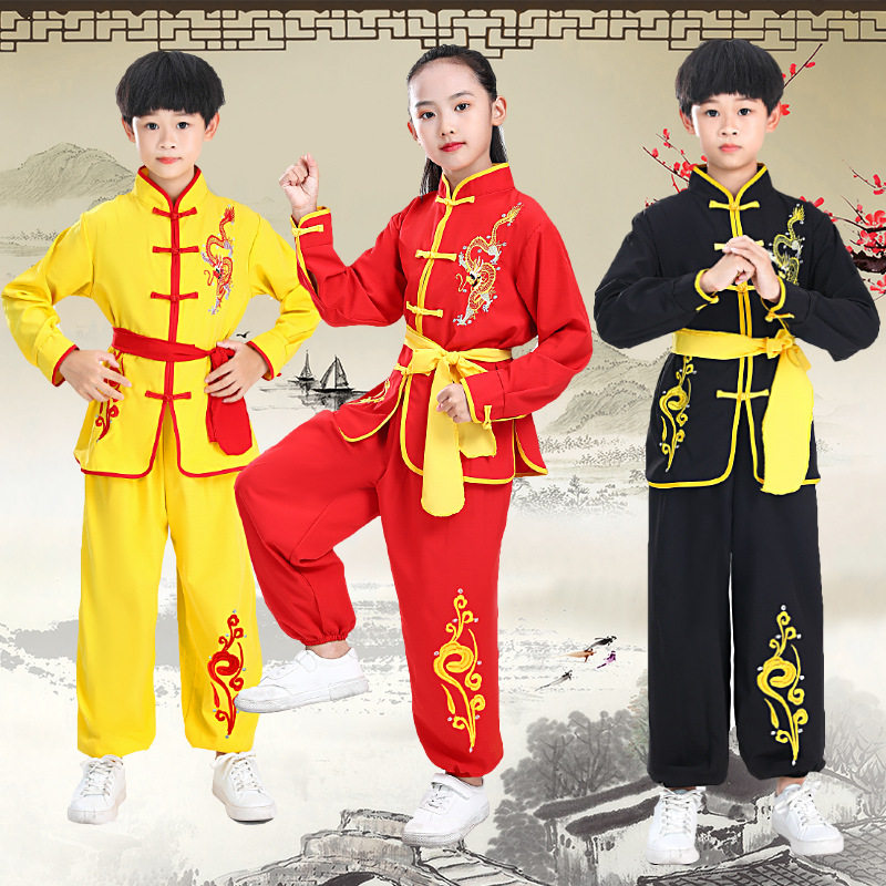 儿童武术服刺绣龙太极表演服
