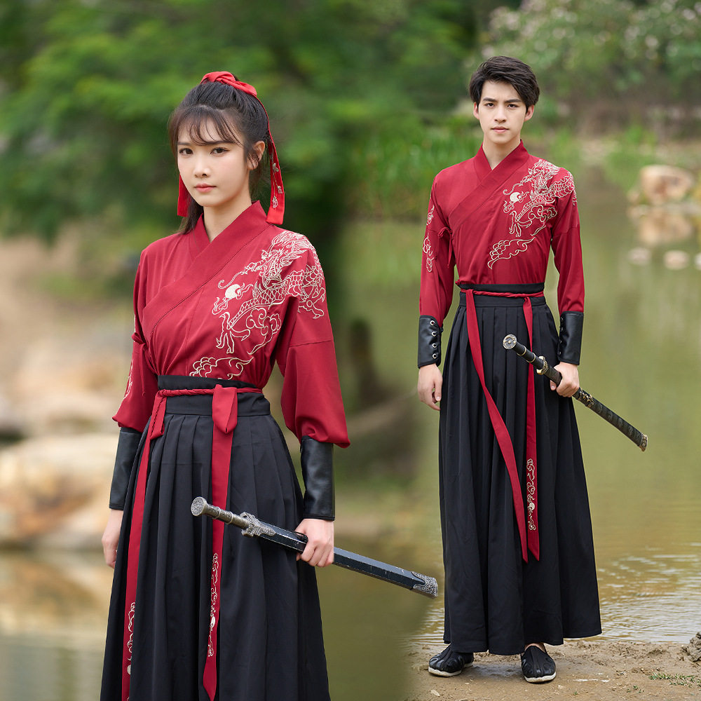 年原创绣花交领中国风汉服非古装情侣cp装武侠服套装