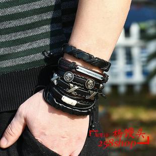 Leather Bracelets for Men women Handmade Jewelry gift 皮手链