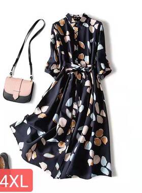 4XL 2022autumn winter women print shirt dress ladies dresses