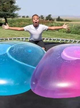 Children blow balloon big light ball transparent bubble ball