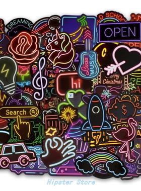 50 PCS NeoN LIght StICker ANIme ICoN ANImAL Cute DeCALS StIC