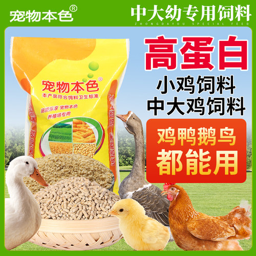 80斤鸡饲料510A中小鸡鸭鹅小颗粒开口料专用芦丁鸡食全价料批发