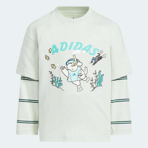 Adidas/阿迪达斯 儿童卡通印花运动休闲宽松长袖圆领T恤 KC2789