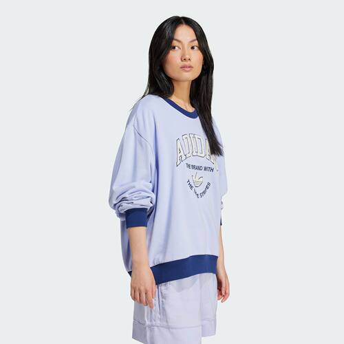 Adidas/阿迪达斯 女子三叶草印花运动宽松卫衣套头衫 IT4271